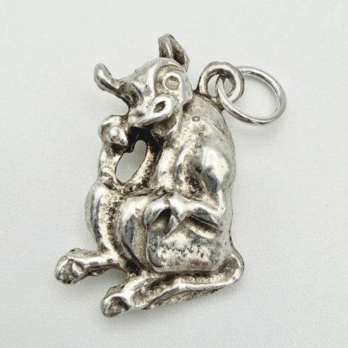 Vintage 925 Sterling Silver Cow Bull Charm CA20-56