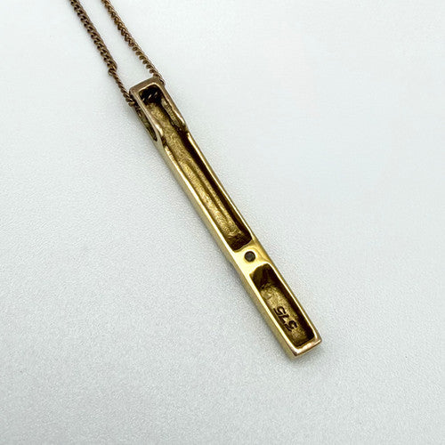 Vintage 9ct Yellow Gold CZ Set Bar Necklace PG55