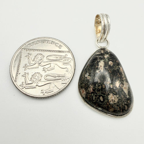 Vintage 925 Sterling Silver Firework Obsidian Pendant PAT122