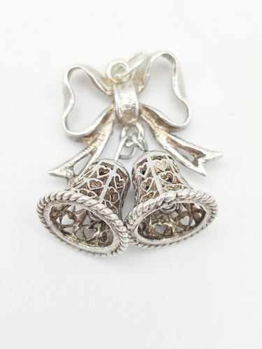Vintage 925 Sterling Silver Bells Charm CA17-59