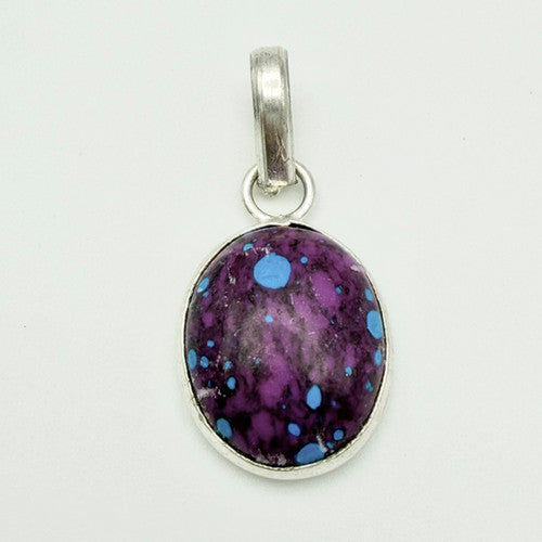 Vintage 925 Sterling Silver Purple Turquoise Pendant PAT117