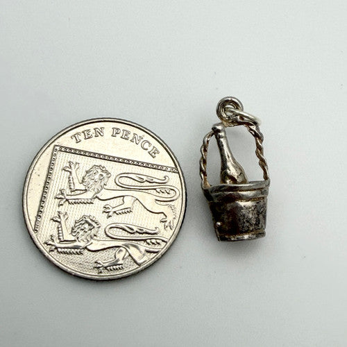 Vintage 925 Sterling Silver Champagne Bucket Charm CA19-71