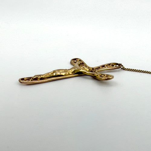 Vintage 9ct Yellow Gold Crucifix Necklace PG58