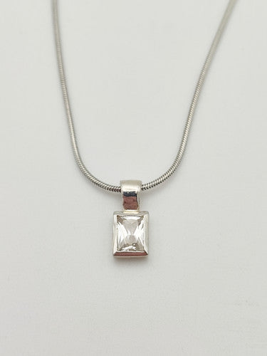 Vintage 925 Sterling Silver CZ Pendant Necklace PAT63