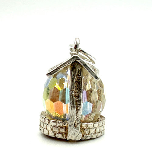 Vintage 925 Sterling Silver Crystal Wishing Well Charm CA27-63