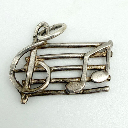 Vintage 925 Sterling Silver Music Notes Charm CA28-7
