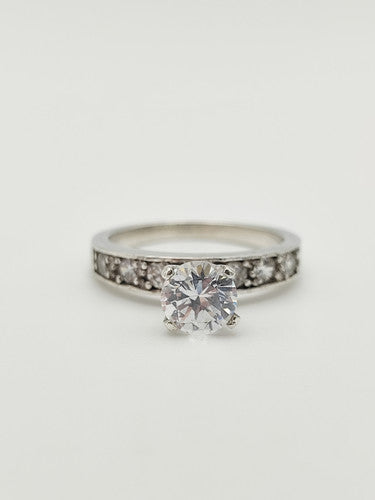 Vintage 925 Sterling Silver CZ Solitaire Ring PAT12
