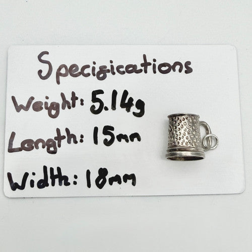 Vintage 925 Sterling Silver Tankard Charm CA23-22