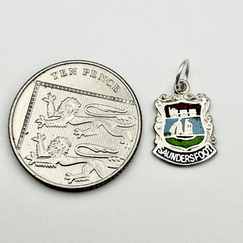 Vintage 925 Sterling Silver Saundersfoot Travel Charm CA20-46