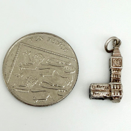 Vintage 925 Sterling Silver Big Ben Charm CA28-14