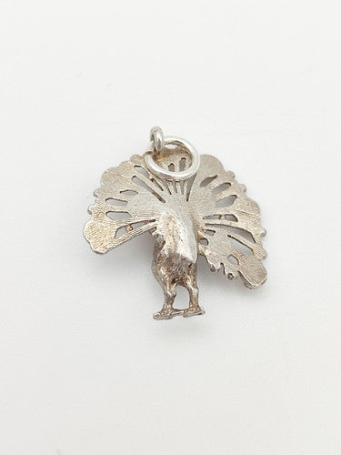 Vintage 925 Sterling Silver Peacock Charm CA14-39