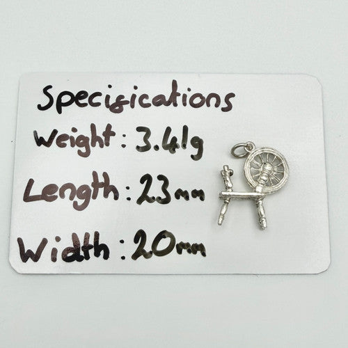 Vintage 925 Sterling Silver Spinning Wheel Charm CA24-77