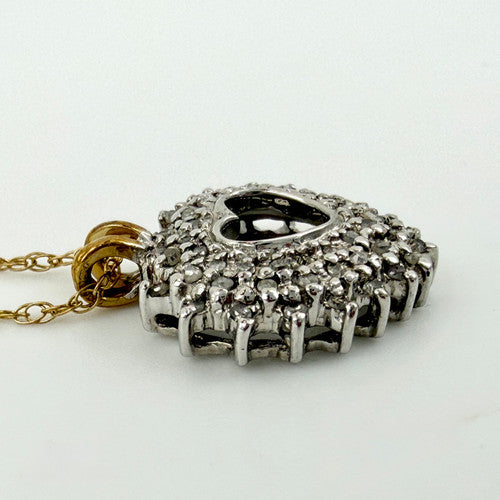 Vintage 9ct Gold & Diamond Heart Necklace PG80