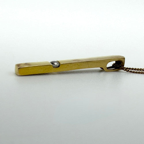 Vintage 9ct Yellow Gold CZ Set Bar Necklace PG55