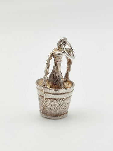 Vintage 925 Sterling Silver Champagne Bucket Charm CA15-11