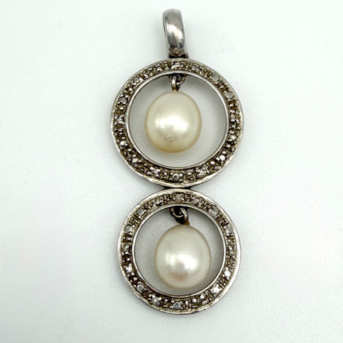 Vintage 9ct White Gold Pearl Pendant PG33