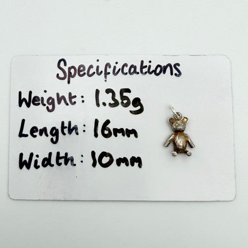 Vintage 925 Sterling Silver Teddy Bear Charm CA19-67