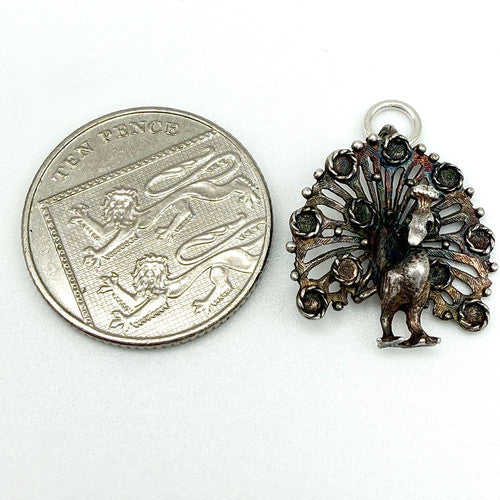 Vintage 925 Sterling Silver Peacock Charm CA26-31