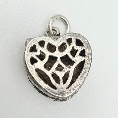 Vintage 925 Sterling Silver Heart Ring Box Charm CA23-28