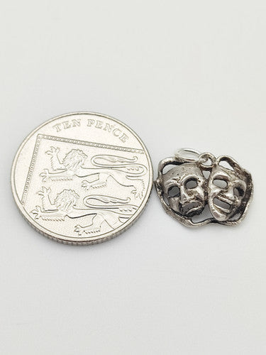 Vintage 925 Sterling Silver Tragedy Mask Charm CA16-39