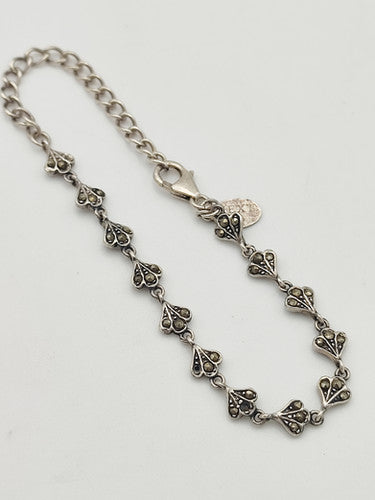 Vintage 925 Sterling Silver Marcasite Bracelet PAT59