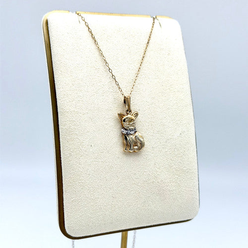 Vintage 9ct Yellow Gold Cat Necklace PG89