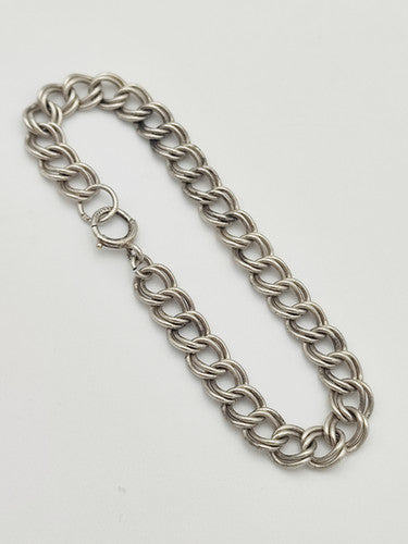 Vintage 925 Sterling Silver Double Curb Link Bracelet Bracelets-25