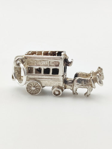 Vintage 925 Sterling Silver CHIM Horse Drawn Bus Charm CA16-13