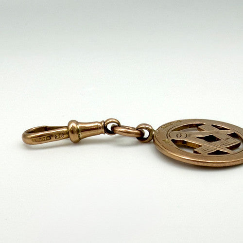 Antique 9ct Rose Gold 1918 Masonic Pendant With Dog Clip PG34