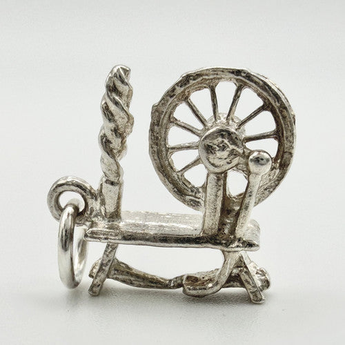 Vintage 925 Sterling Silver Spinning Wheel Charm CA24-44
