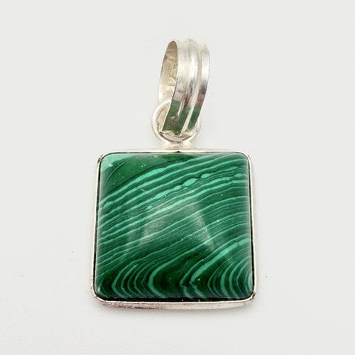 Vintage 925 Sterling Silver Malachite Pendant PAT112