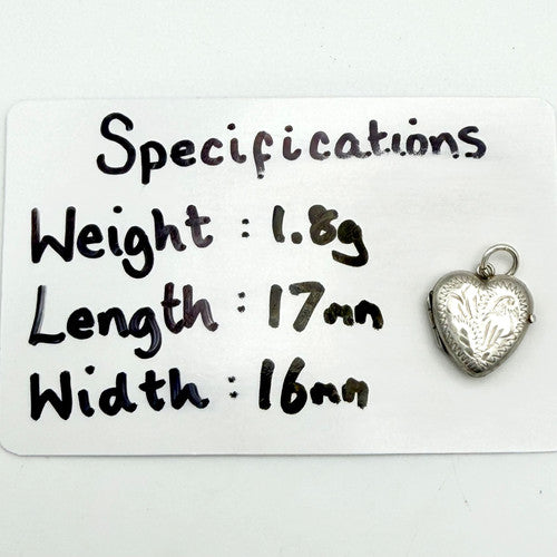 Vintage 925 Sterling Silver Heart Locket Charm CA28-47