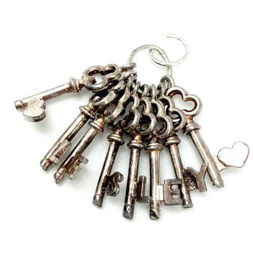 Vintage 925 Sterling Silver Lesley Keys Charm CA27-35