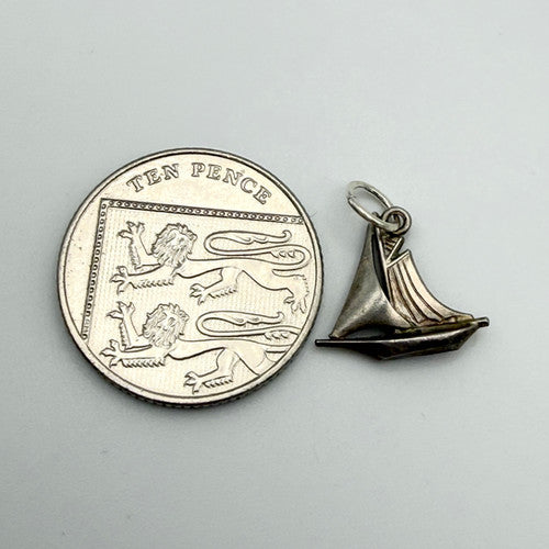 Vintage 925 Sterling Silver Boat Charm CA19-74