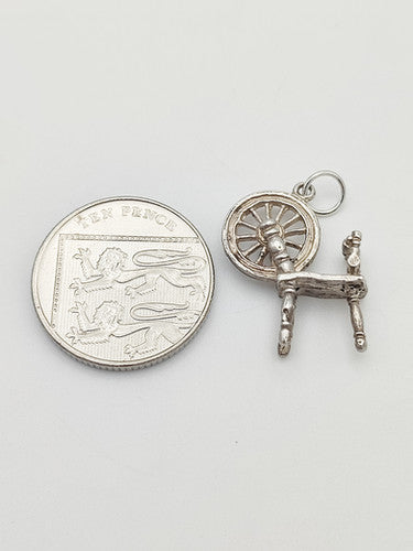 Vintage 925 Sterling Silver Spinning Wheel Charm CA16-72