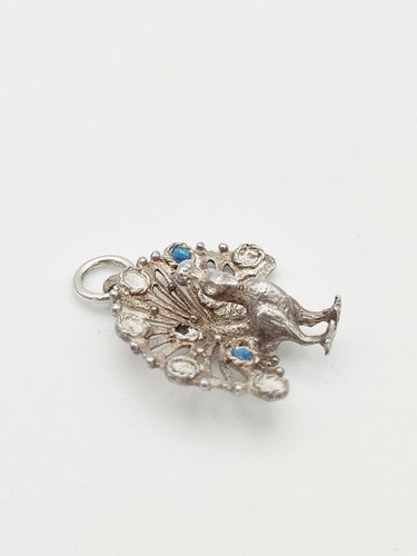 Vintage 925 Sterling Silver Peacock Charm CA14-39