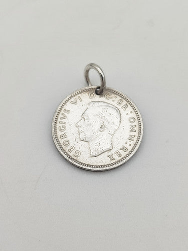 Vintage 925 Sterling Silver 1940 Three Pence Coin Charm CA14-66
