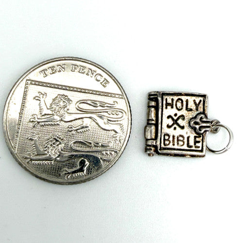 Vintage 925 Sterling Silver Holy Bible Charm CA27-36