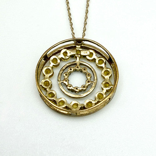 Vintage 9ct Yellow Gold Diamond Sapphire Slider Necklace PG60