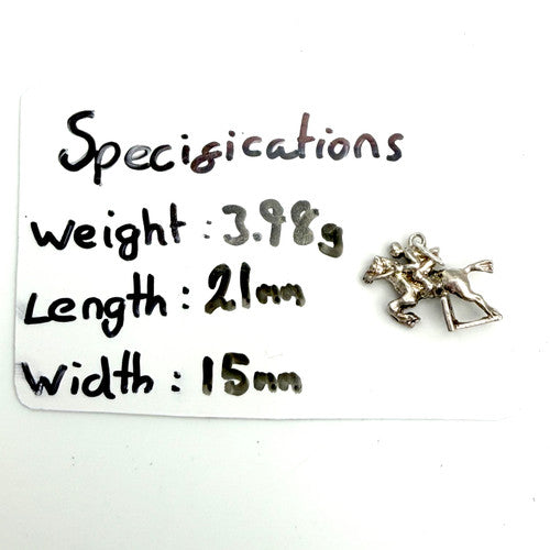 Vintage 925 Sterling Silver Horse Racing Jockey Charm CA27-16
