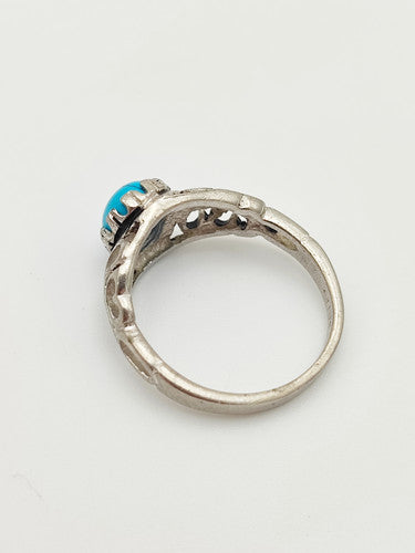 Vintage 925 Sterling Silver Turquoise Cabochon Ring PAT8
