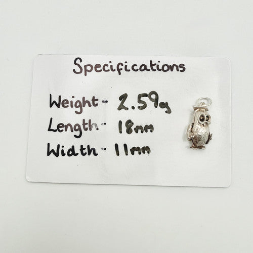 Vintage 925 Sterling Silver Owl Charm CA19-28