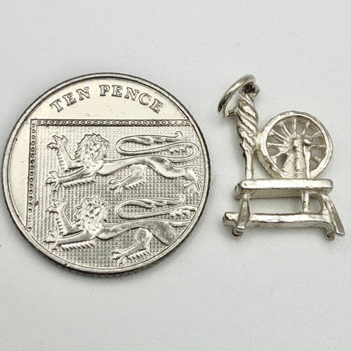 Vintage 925 Sterling Silver Spinning Wheel Charm CA24-79