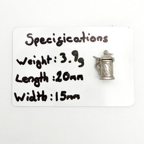 Vintage 925 Sterling Silver Opening Beer Tankard Charm CA29-21