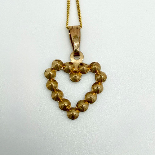 Vintage 9ct Yellow Gold CZ Heart Necklace PG92
