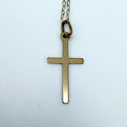 Vintage 9ct Yellow Gold Cross Necklace PG71