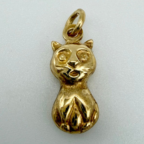 Vintage 9ct Yellow Gold Cat Charm PG48