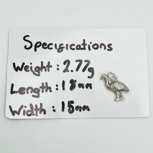 Vintage 925 Sterling Silver Ostrich Emu Charm CA24-7