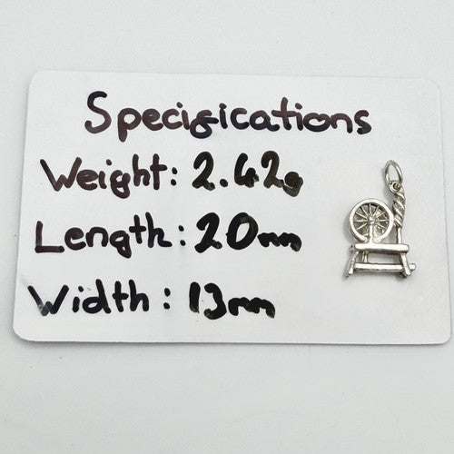 Vintage 925 Sterling Silver Spinning Wheel Charm CA22-27