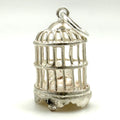 Vintage 925 Sterling Silver Bird Cage Charm CA27-39